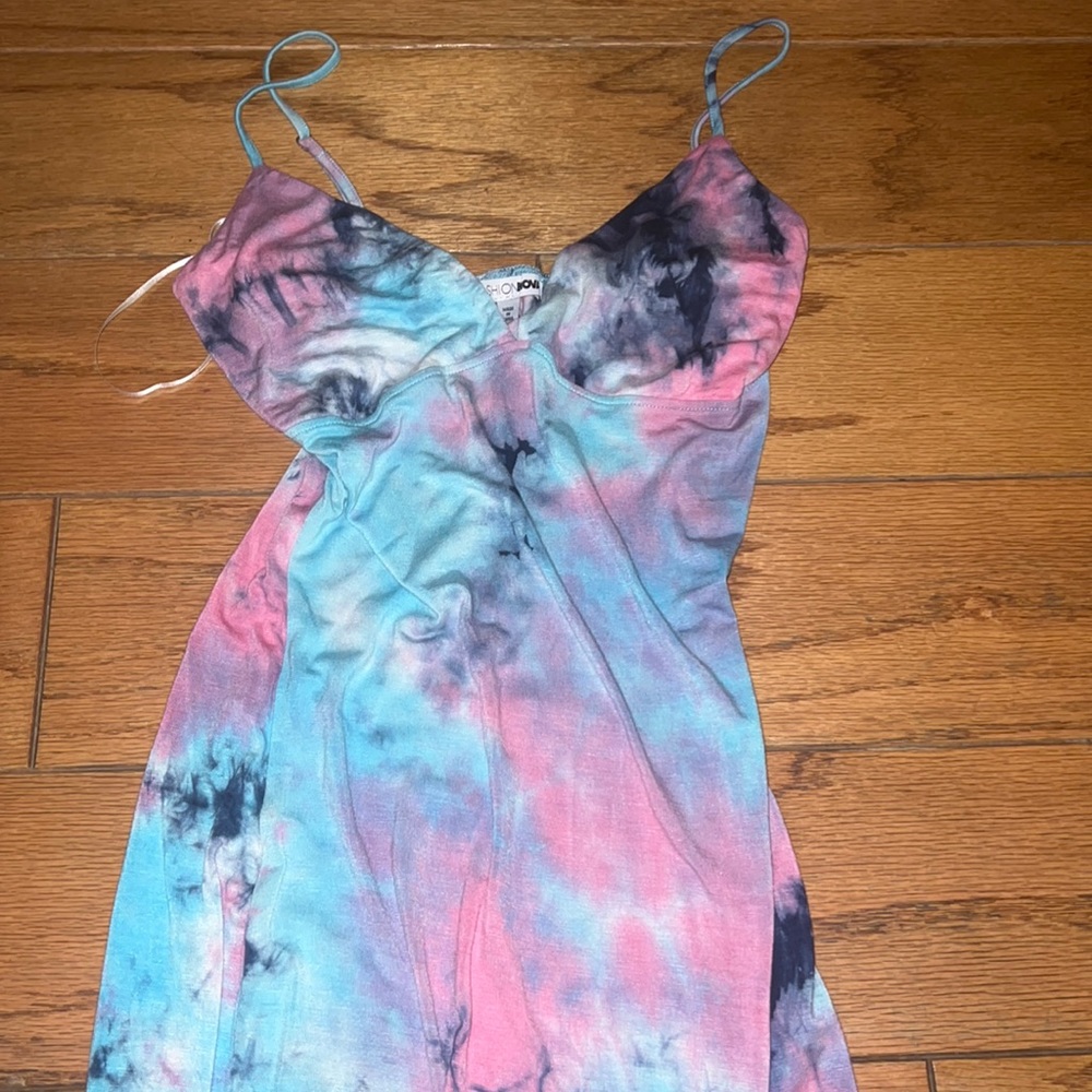 Slit tie dye dress